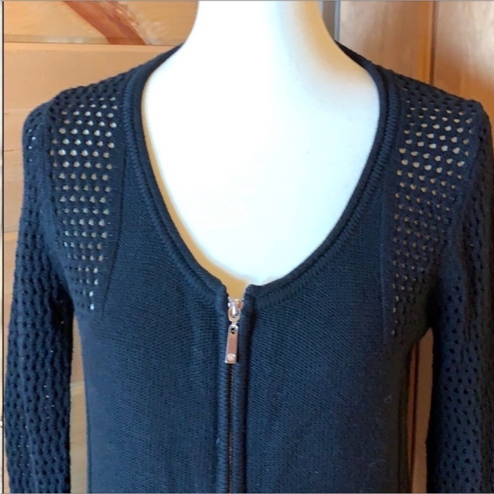 Boston Proper lightweight cardigan sweater with zipper closure Black Size Small - Picture 3 of 9